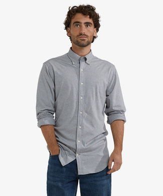 Stretch Piqué Shirt | Medium Grey Melange
