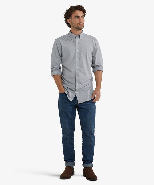 Stretch Piqué Shirt | Medium Grey Melange