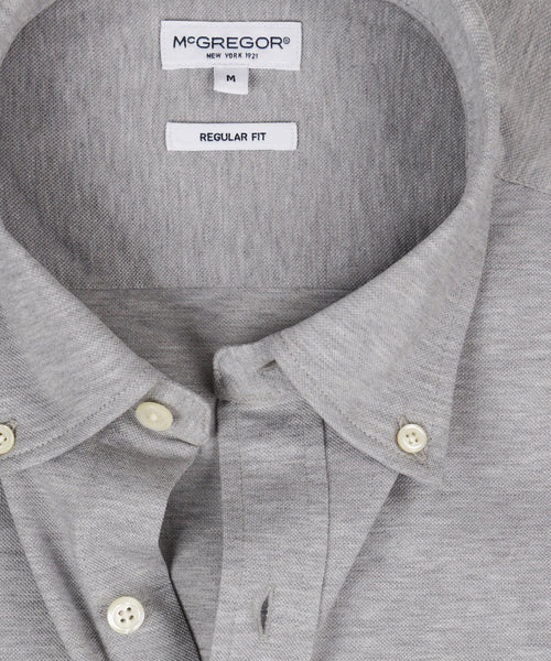 Stretch Piqué Shirt | Medium Grey Melange