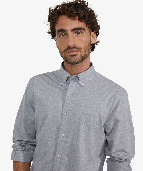 Stretch Piqué Shirt | Medium Grey Melange