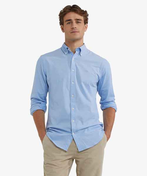 Stretch Piqué Shirt | Light Blue