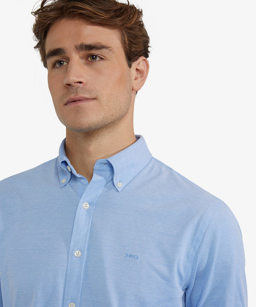 Stretch Piqué Shirt | Light Blue