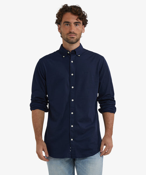 Stretch Piqué Shirt | Navy