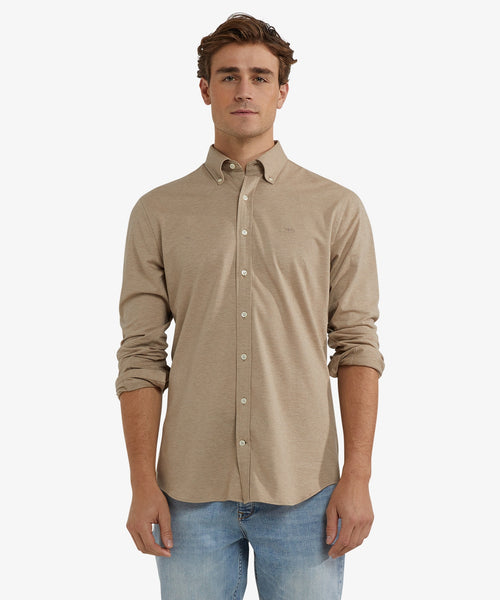 Stretch Piqué Shirt | Sand
