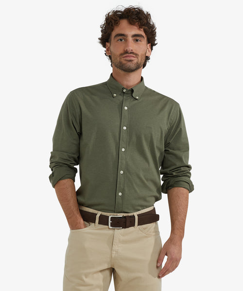 Stretch Piqué Shirt | Winter Sage