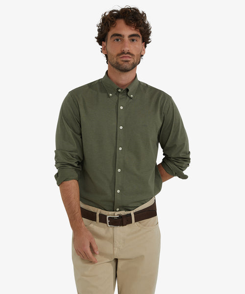 Stretch Piqué Shirt | Winter Sage