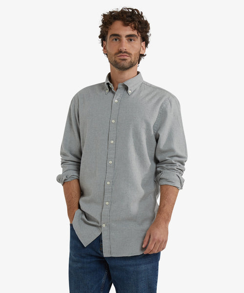 Oxford Flannel Melange Shirt | Medium Grey Melange