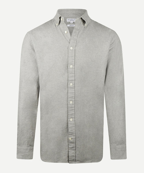 Oxford Flannel Melange Shirt | Medium Grey Melange