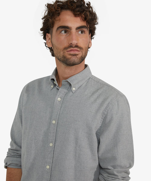 Oxford Flannel Melange Shirt | Medium Grey Melange