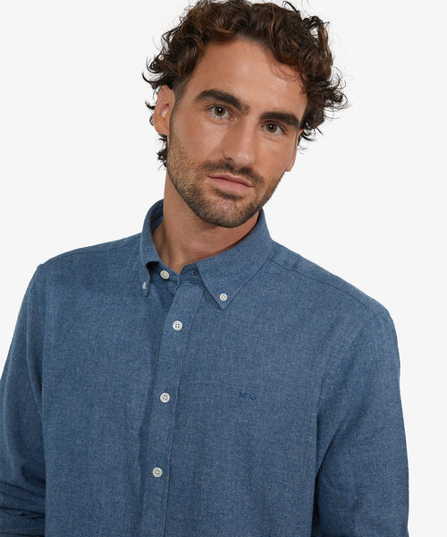 Oxford Flannel Melange Shirt | Navy