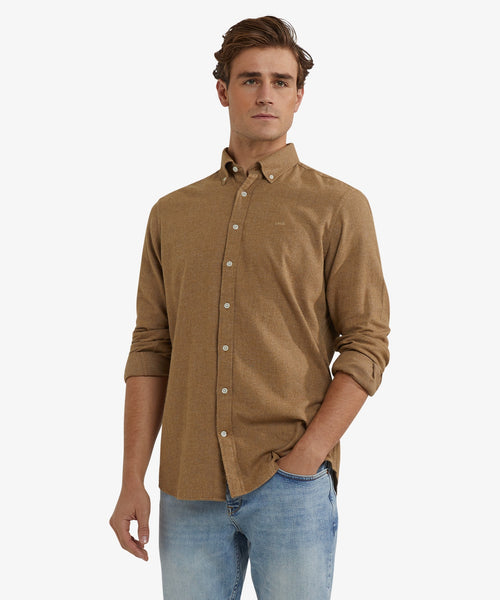 Oxford Flannel Melange Shirt | Camel