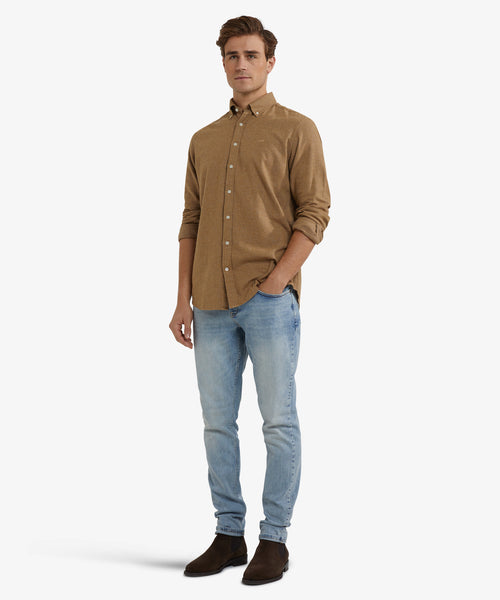 Oxford Flannel Melange Shirt | Camel