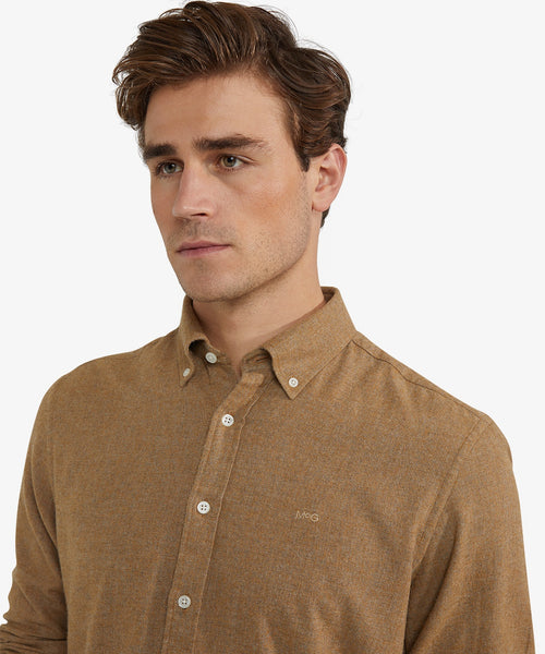 Oxford Flannel Melange Shirt | Camel