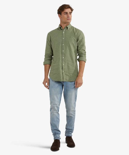 Oxford Flannel Melange Shirt | Winter Sage