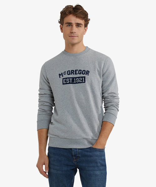 Sweatshirt Graphic Round Neck | Medium Gray Melange