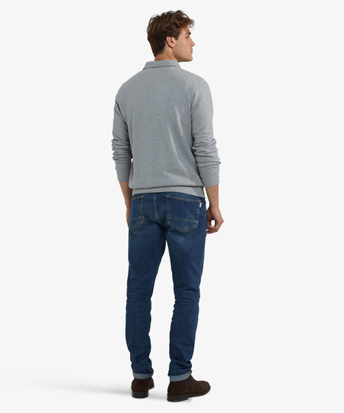 Long Sleeve Polo Sweatshirt | Medium Grey Melange