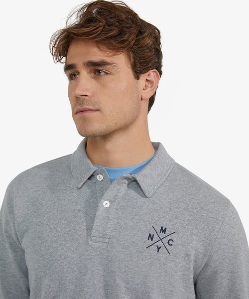 Long Sleeve Polo Sweatshirt | Medium Grey Melange