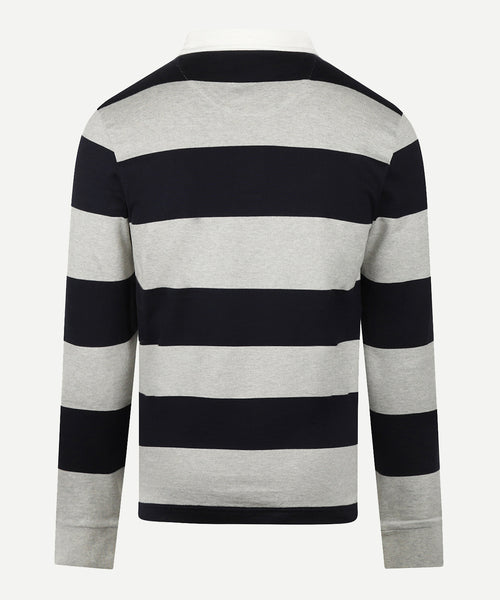 Heritage Striped Rugby Shirt | Medium Grey Melange