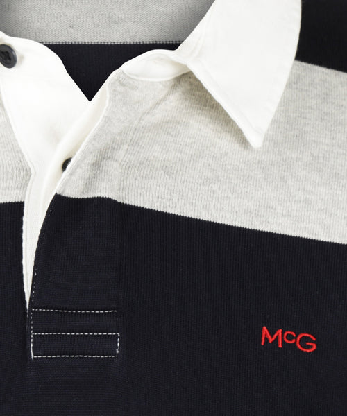 Heritage Striped Rugby Shirt | Medium Grey Melange