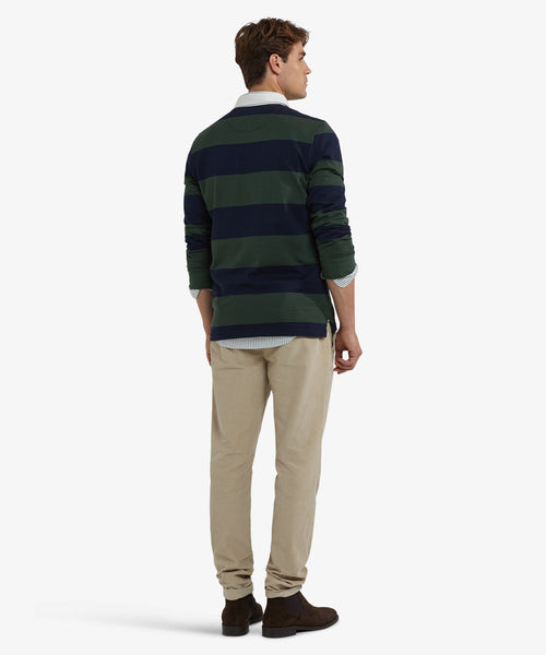 Heritage Striped Rugby Shirt | Dark Olive