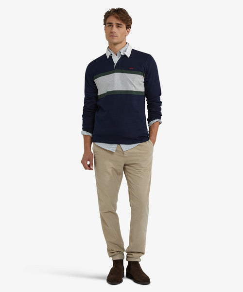Colourblock Rugby Shirt | Navy