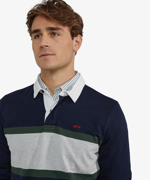 Colourblock Rugby Shirt | Navy