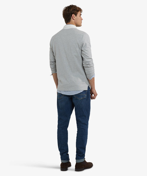 Colourblock Rugby Shirt | Medium Gray Melange