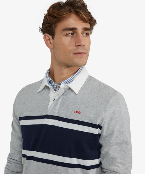 Colourblock Rugby Shirt | Medium Gray Melange