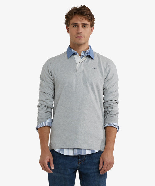 Classic Cotton Rugby Shirt | Medium Gray Melange