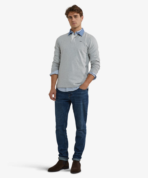 Classic Cotton Rugby Shirt | Medium Gray Melange