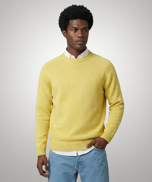Cotton Crew Neck Sweater | Light Yellow