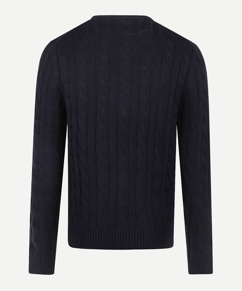 Trui Kabelpatroon Katoen Ronde Hals | Navy