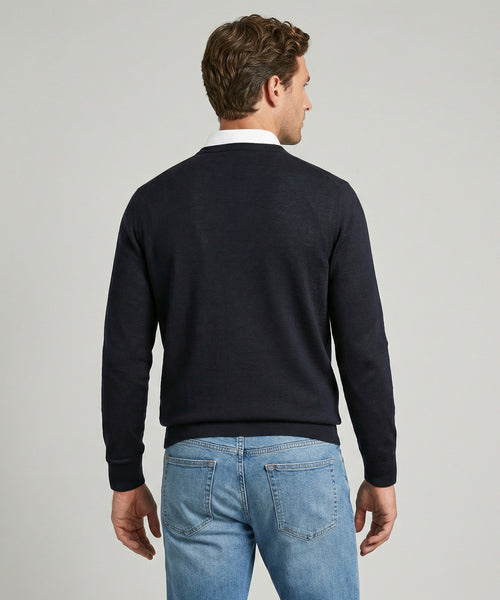 Trui Extra Fine Merino Ronde Hals | Navy