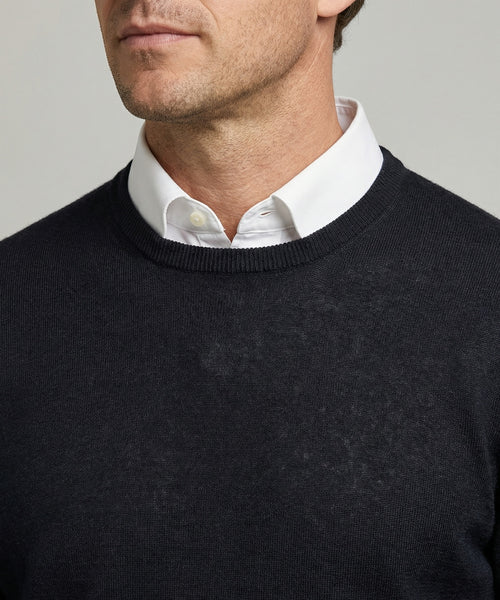 Trui Extra Fine Merino Ronde Hals | Navy