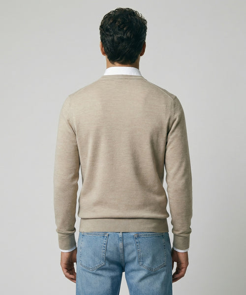 Trui Extra Fine Merino Ronde Hals | Sand