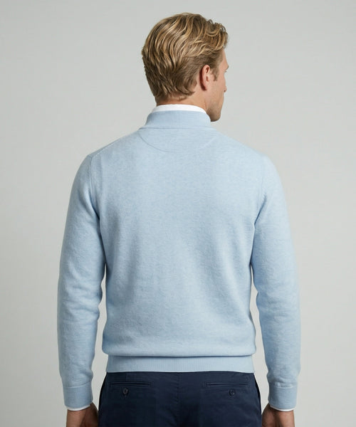 Half-Zip Sweater Cotton Cashmere | Light Blue