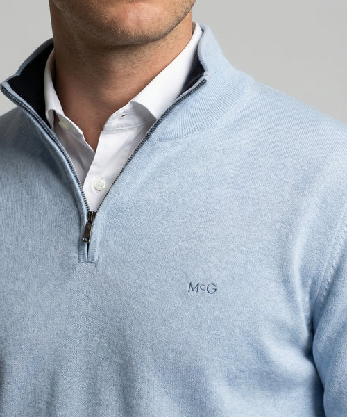 Half-Zip Sweater Cotton Cashmere | Light Blue