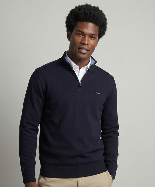 Half-Zip Sweater Cotton Cashmere | Navy