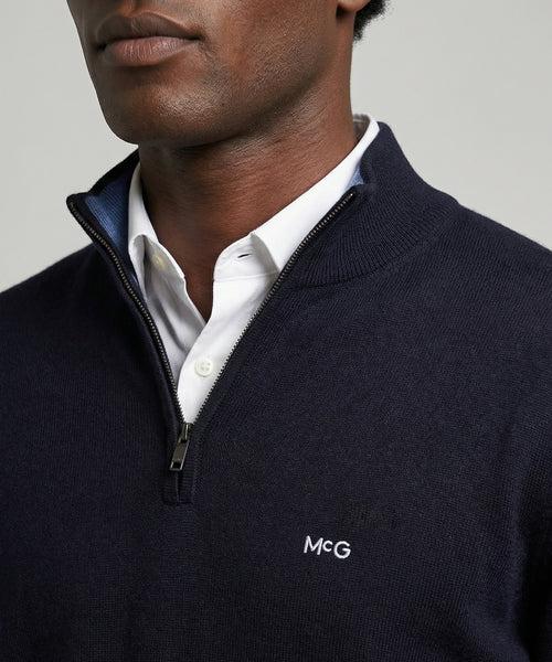 Half-Zip Sweater Cotton Cashmere | Navy