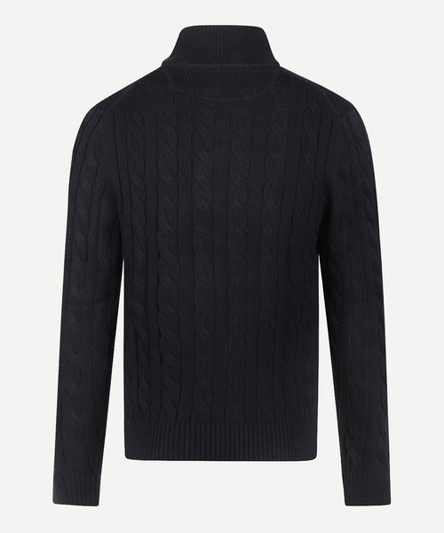 Cable Zip Mock Sweater | Navy