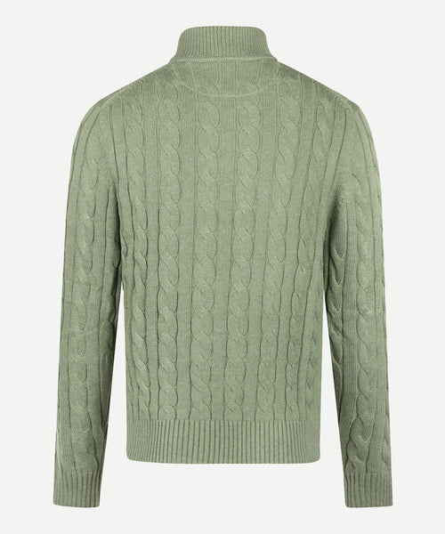 Cable Zip Mock Sweater | Light Olive