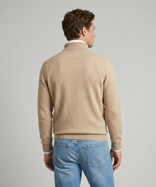 Zipped Cardigan Cotton Cashmere | Sand
