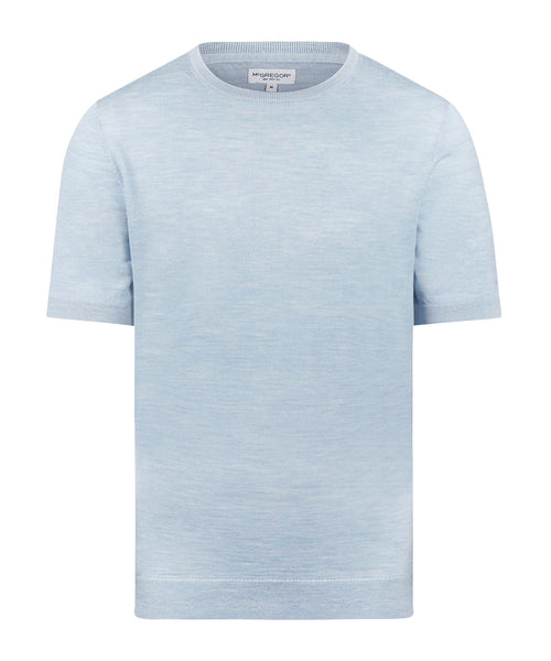 T-shirt Extra Fine Merino Ronde Hals | Light Blue