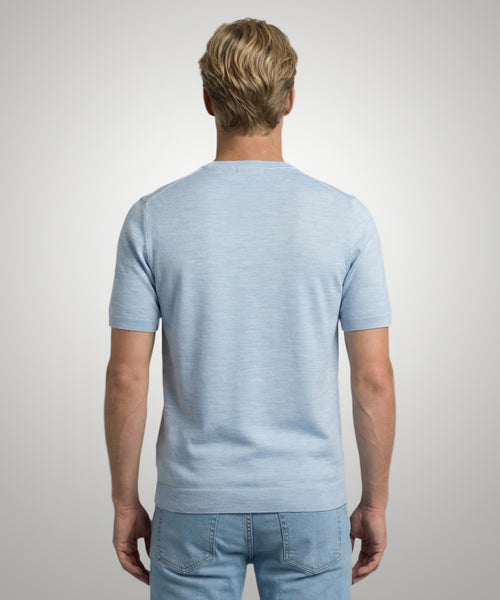 T-shirt Extra Fine Merino Ronde Hals | Light Blue