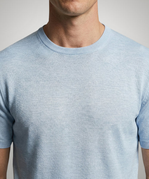 T-shirt Extra Fine Merino Ronde Hals | Light Blue