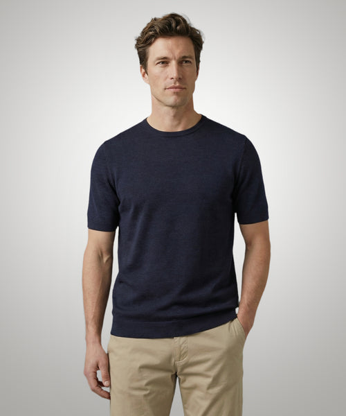 T-shirt Extra Fine Merino Round Neck | Navy