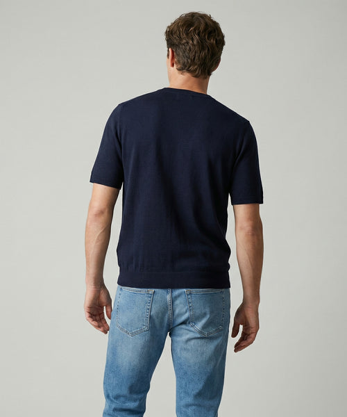 T-shirt Extra Fine Merino Ronde Hals | Navy