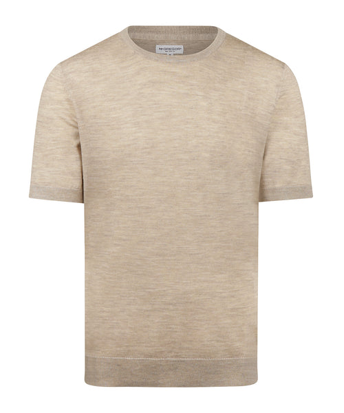 T-shirt Extra Fine Merino Ronde Hals | Sand