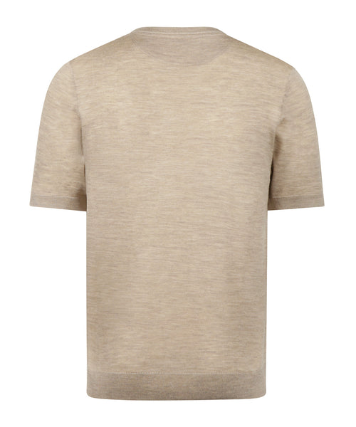 T-shirt Extra Fine Merino Ronde Hals | Sand