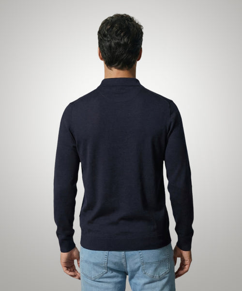 Polo Sweater Merino Wool | Navy